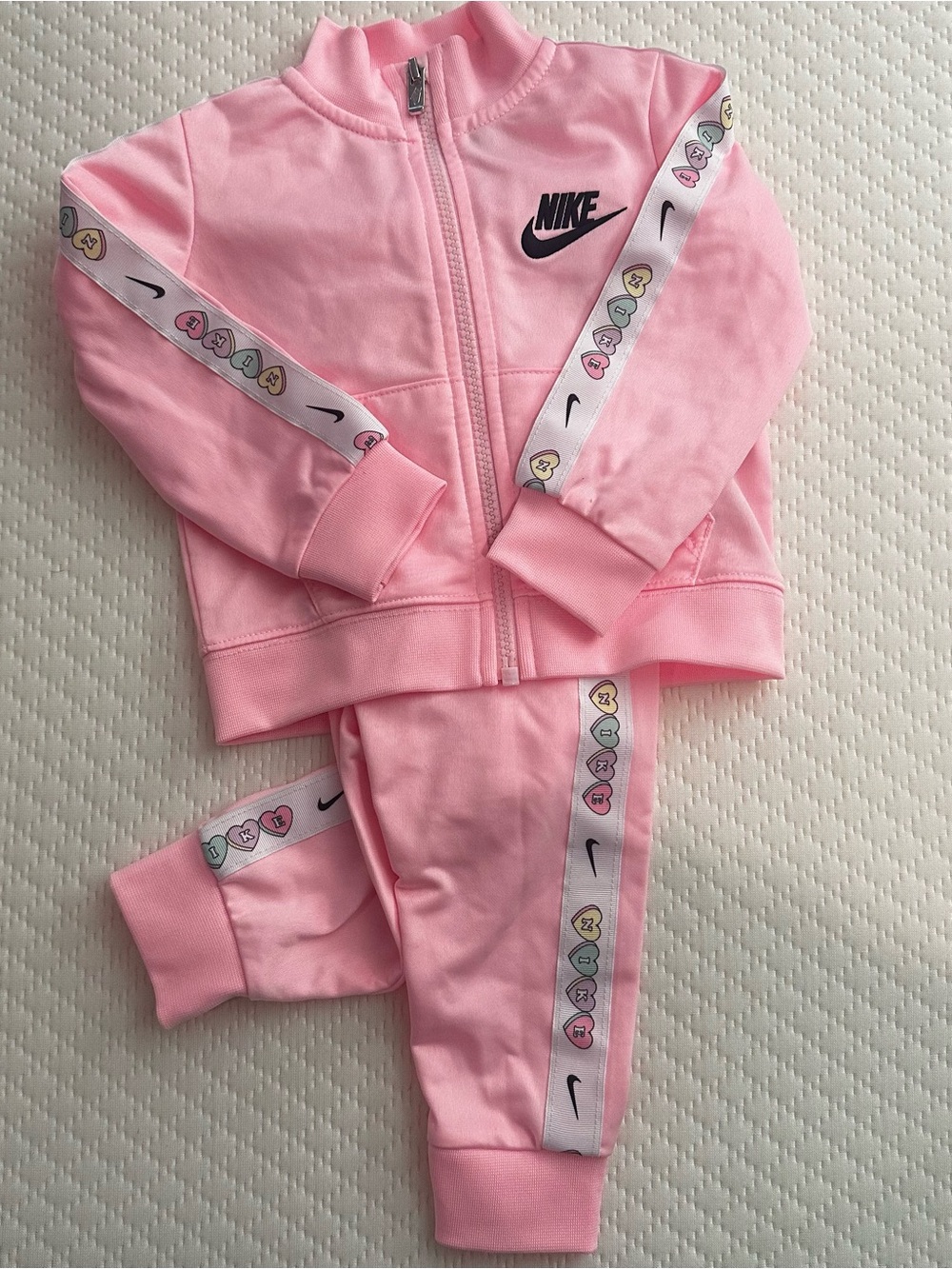 Nike Kids Pink Heart-Trim Tracksuit Set